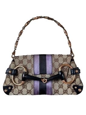 Rare Authentic Vintage Gucci Tom Ford Horsebit Web GG Canvas Chain Clutch, COA